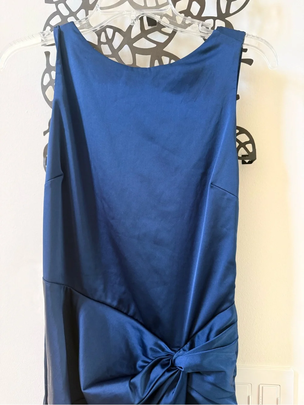 Abercrombie & Fitch Split Knot Draped Skirt Maxi Satin Dress in Navy M NWOT